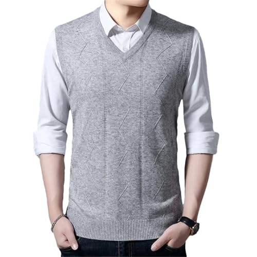 Dcvmvmn Men's Knitted Sweater Fashion Autumn Wool Sweater Vest Jacquard Business Casual V-Neck Tank Tops