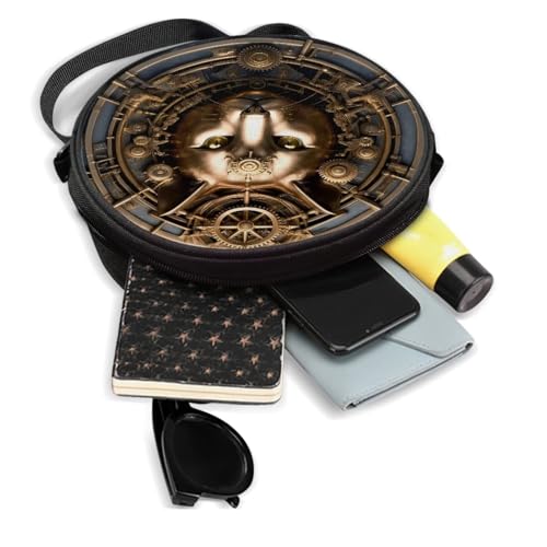 Image of Women Novelty Round Clock Shape Zippered Clock Purses for Women Tote Handbag Shoulder Bag, Gift for Mom Girlfriend