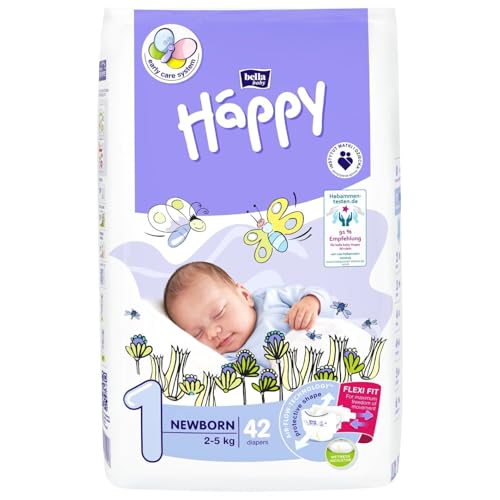 bella baby Happy Windeln comfort Größe 1 Newborn 2-5 kg | Geschenk zur Geburt | 84 Windeln + 2er Pack Feuchttücher Sensitive | Babyerstaustattung