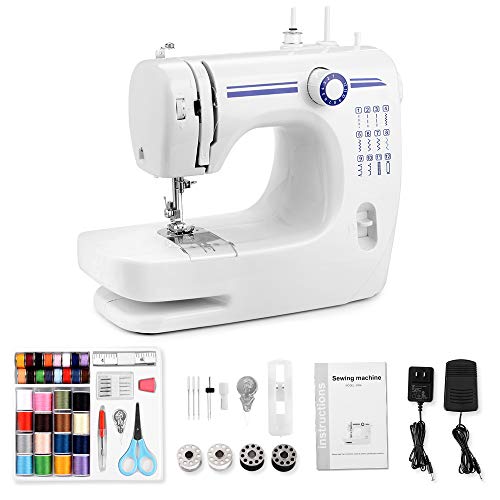 Nidouillet Mini Sewing Machine, Portable Automatic Sewing Machines with 12 Built-in Stitches,2 Speeds Double Thread,42 PCS Beginners Kit,Foot Pedal,Household DIY Sewing Tool AB218