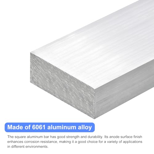 Image of uxcell Square Aluminum Flat Bar, 5 /16 inch Thick 0.8 inch Width 10 inch Length Square Aluminum Bar 6061 Aluminum Flat Plate, 8 x 20 x 254mm T6511 Solid New Mill Stock for Industrial Building