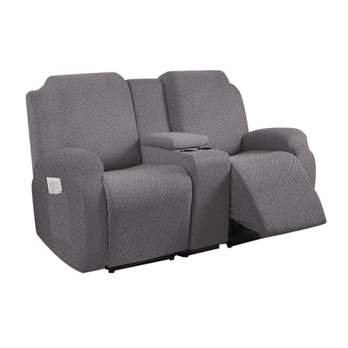 Recliner Loveseat Cover with Center Console Slipcover Stretchy All-Inclusive Cover Four Seasons Universal Anti-Cat Scratching Recliner Cover for 2 Seater