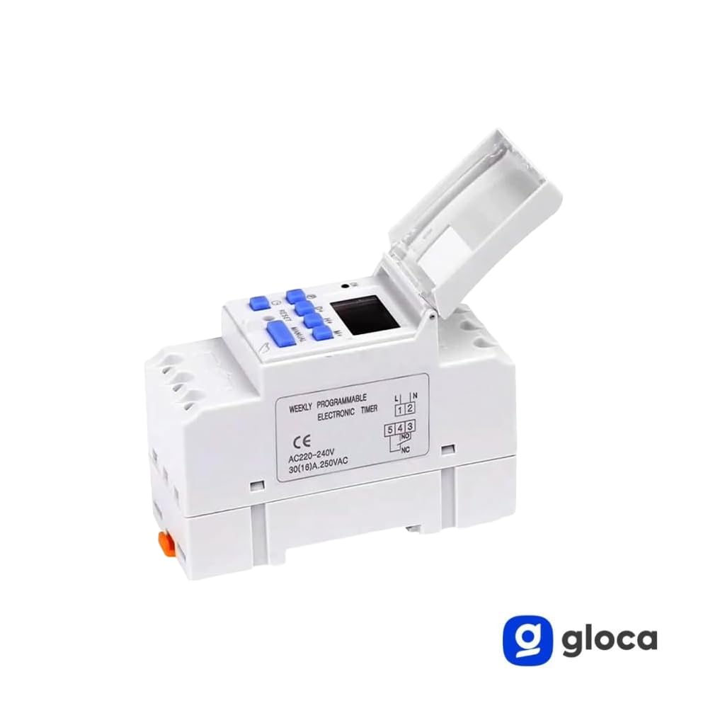 gloca Temporizador digital programable en carril DIN 220 V 16 A