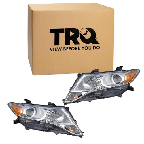 Image of TRQ Driver and Passenger Side Headlight Assembly 2 Piece Set Halogen Compatible with 2009-2015 Toyota Venza