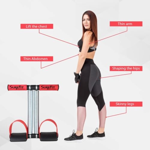 Image of SUREFIT Tummy Trimmer with Dual Spring & Push-Up Bar Combo | Full Body Home Workout Kit for Men & Women | Core, Arms, Chest & Abs Fitness Pack