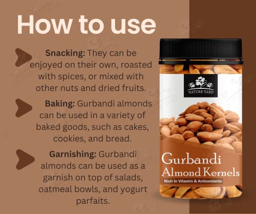 Image of NATURE YARD Orignal Afghan Gurbandi Almond /Badam Giri Rich in Oil - 100% Pure & Natural - 250Gm