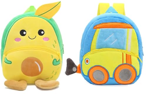 Image of blue tree Cute Boy's and Girl's Plush Bag Medium Quality Full Embroidery Designs Mini Travel Backpack Mango (Mango-bulldozer)