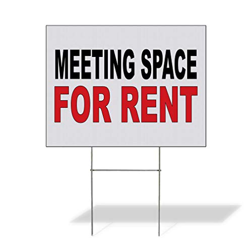 Fastasticdeals Weatherproof Yard Sign Meeting Space for Rent Black Red Lawn Garden Rentals 24x18 Inches 2 Sides Print