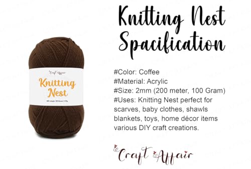 Image of Craft Affair | Knitting Nest Acrylic Yarn (200 Meter, 100 Grams, 2mm) / Woolen Yarn /Acrylic Yarn for Knitting and Crocheting-Denim Blue