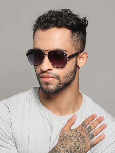 Image of IDEE Sunglasses| 100% UV Protected | Gradient | Full Rim | Pilot | Men | Large |Alloy Metal Frame | Gradient Polycarbonate Lens