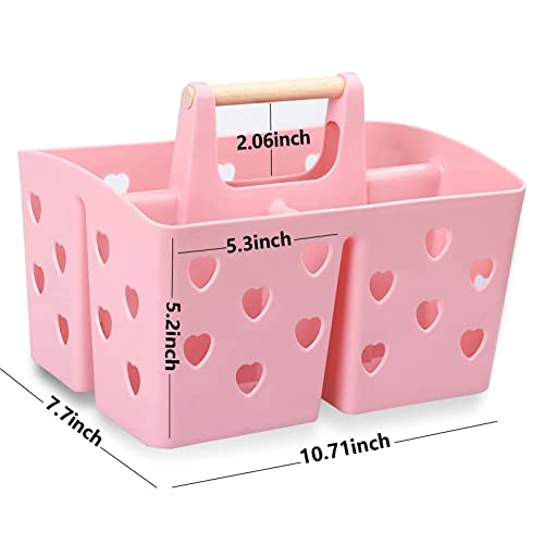 Portable-Shower-Caddy-Plastic-Shower-Basket-Organizer-with-Handle-Pink-Divided-Bathroom-Caddy-Storage-Cleanning-Caddy-Tote-for-College-Dorm-Room-Kitchen