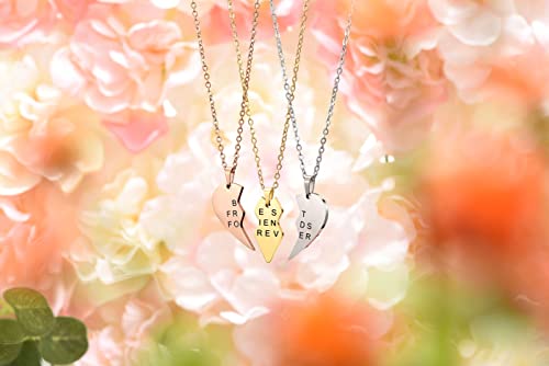 3pcs Personalized Best Friends Forever BFF Necklace Stainless Steel Engraved Puzzle Heart Friendship Pendant Custom Name Matching Heart Necklaces Gift Set4