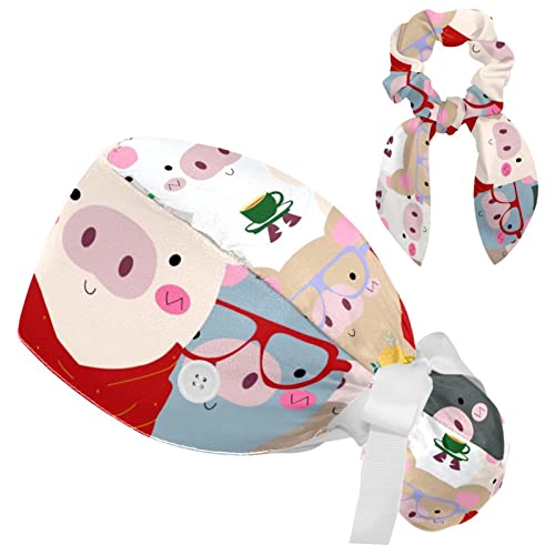 Chapeau abstrait requin turban et bonnet bouffant de travail avec bandeau absorbant intégré