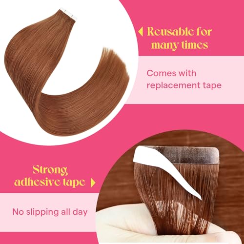 Image of Ve Sunny Hair Tape in Extensions Copper Orange | Hair Tape Extensions,20Inch 25g 10Pcs,Silky Smooth,for Wedding