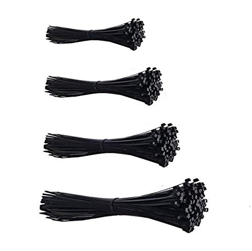 Image of ART IFACT 250 Pieces of Nylon Cable Tie Al Sizes Wire Organiser, Multiple Sizes, Black Colour (Black Combo 1)