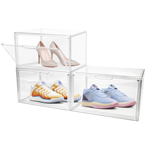 Clear Acrylic Sneaker Display Boxes, 3 Pack