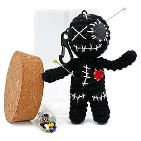 Dakita Voodoo Doll in Glass (10 cm, Handmade) with Needles as a Funny Gift for Friends and Colleagues, Gift Wedding, Leaving Gift for Change of Job (Black, 10 cm) Cover