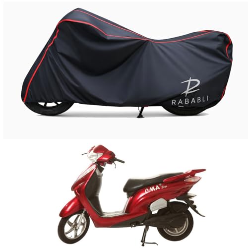 Image of Waterproof Bike Body Cover Compatible for | Lohia Oma Star Li | Taffeta Fabric, Red Piping Design, Bottom Elastic Fit | Dustproof, Sun UV & Rain Protection for All Bikes