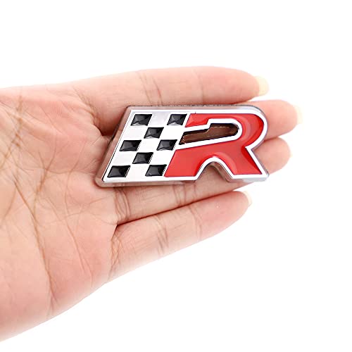 Carrun R Racing Flag Emblem Sport Badge Car Side Rear Front Hood Trunk Door Fender Bumper Metal Badge 3D Decal Sticker Fit For All Corvette C2 C3 C4 C5 C6 C7 (Silver Red), (Cr-Rf) #TOP1