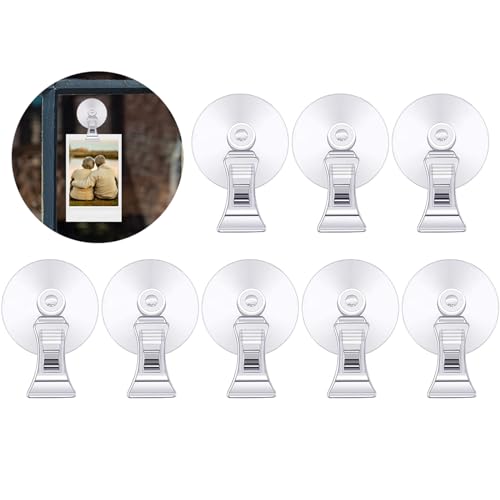 Saugnapf-Haken-Clip-Halter – 8 Stück Saugnäpfe für Fenster, Saughaken für Aquarium, Parkscheinhalter, Futterklammer, Sauger mit Clips, Haken, Multifunktions-Clip für Glaswand, Supermarkt, Zuhause