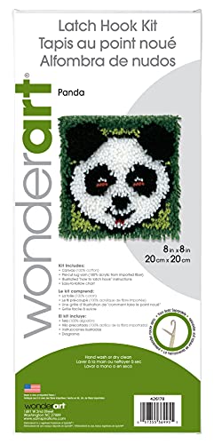 Image of Wonderart 426178C Panda Latch Hook Kit, 8 inch X 8 inch