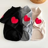 Winmany Hundepullover für kleine und mittelgroße Hunde, Herzaufnäher, Rollkragen-Sweatshirt, für Katzen, Welpen, Frühling, Herbst, Winter (schwarz, L)