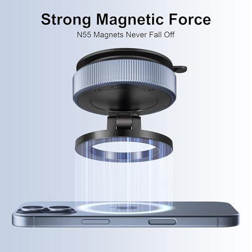 Vacuum Magnetic Suction Phone Holder,360° Adjustable Magnetic Car Phone Holder ,Foldable and Retractable Hands-Free Suction Cup Phone ,Phone Holders for Your Car/Gym/Mirror Mount for iPhone & Android - Image 4