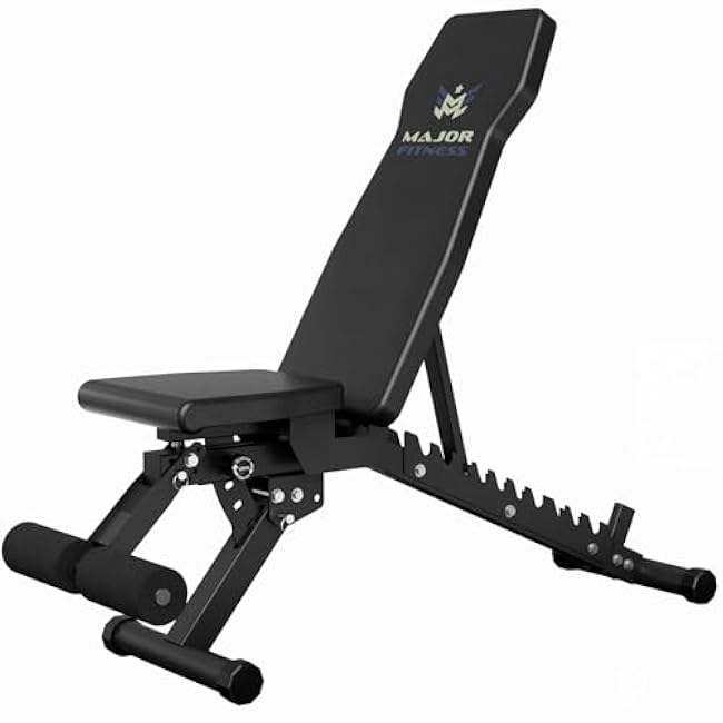 MAJOR FITNESS Adjustable Weight Bench - Foldable Commercial-Grade Workout Bench with 900LBS Capacity, 11 Adjustable Positions, Space-Saving Design for Home Gym Strength Training
