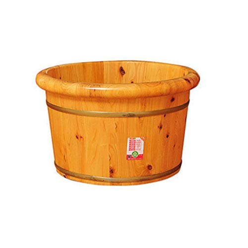 Masajeador de pies Katzowen Spa, Bañera de madera para pies, barril redondo grueso para baño de pies, regalo familiar para la salud, 26 cm (color: sin cubierta) miniatura 1