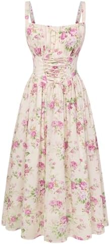 Scarlet Darkness Floral Dress for Women 2026 Corset Milkmaid Dres...