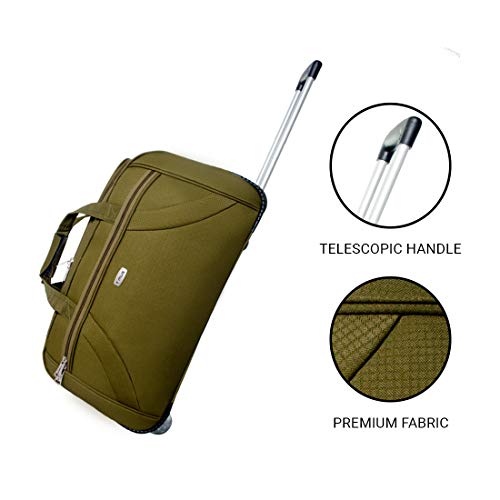 Image of Timus Club Mumbai 65CM /24 inch Check-in Miltary Green 2 Wheel Duffle Trolley Travel Bag /Best Duffle for Men /Soft Sided Luggage /Light Weight Bags /Duffle Bags for Women
