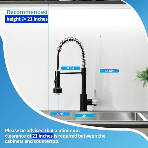Image of GIMILI Kitchen Faucet with Pull Down Sprayer Single Hole Stainless Steel LED Faucet, Suitable for Farmhouses, RV, Laundry Room, Outdoor, and Campers. Llave para fregadero de cocina Nickel and Black