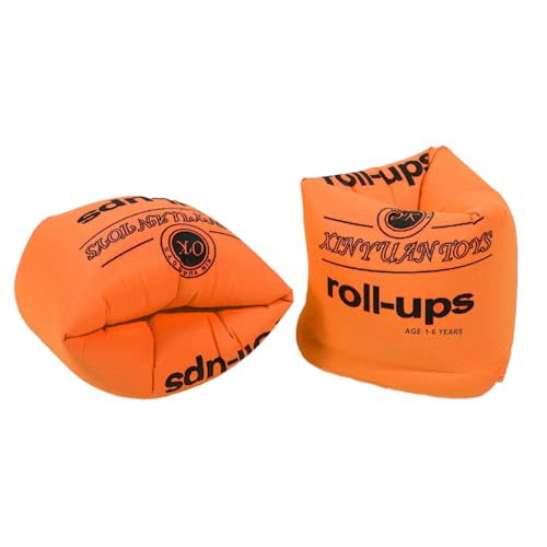 Manguitos Niños 1-14 años,Manguitos con 2 Cámaras de Aire Independientes, Ideal para Fiestas en la Piscina,Peso Recomendado 10-40 Kg,Juguetes acuáticos para niños(Naranja)
