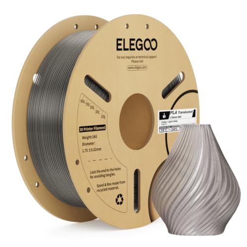 Image of ELEGOO PLA 3D Printer Filament 1.75mm Translucent Light Grey 1KG