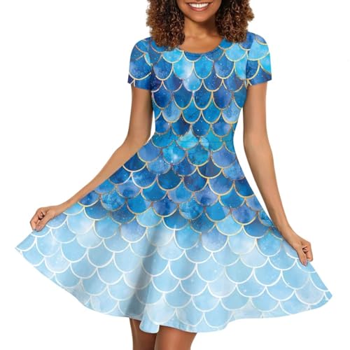Image of Biyejit Women's Summer Casual Short Sleeve T-Shirt Swing Dress Crew Neck Plus Size S-4XL