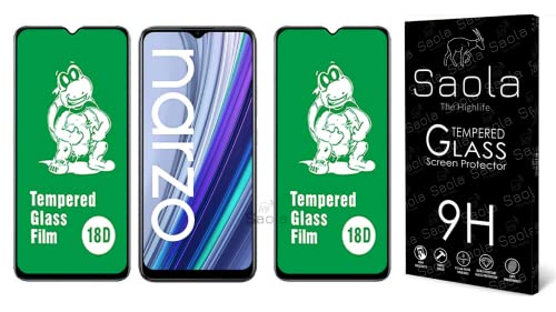 Image of Saola 18D Tempered Glass With Inbuilt AirBag Borders For Realme Narzo 30A (Pack Of 2) with Free Installation Kit. Full screen Coverage - 6.5 inch