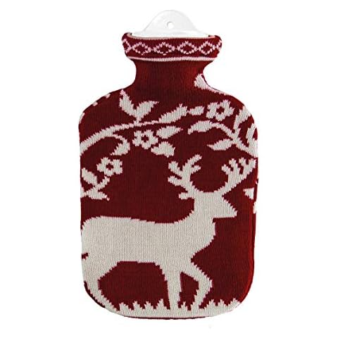 Wärmflasche 2 L Winter Oeko-Tex®100 Reißverschluss Hirsch Cover