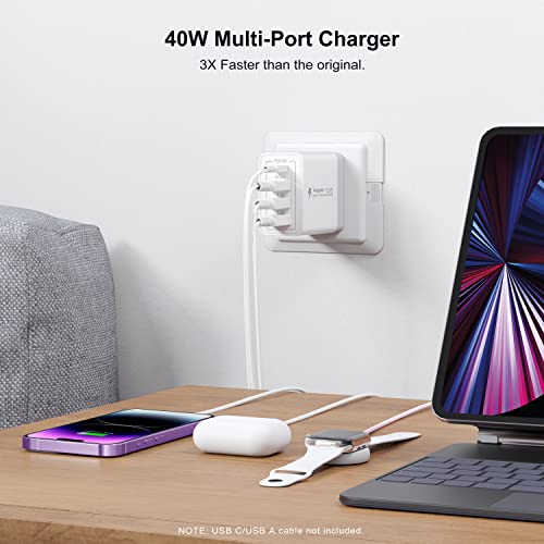 40W Usb C Wall Charger Block, 2-Pack 4Port Pd+Qc Fast Power Adapter, Type C Charging Brick Cube Plug For Iphone 11/12/13/14/Pro Max, Xs/Xr/X, Ipad/Airpods Pro, Samsung, Google, Tablet, Android(White) #TOP2