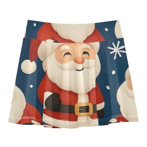 Dance Golf Girls Skorts Athletic Shorts Tennis Skirts Kids Pleated Skort Cute Santa Claus Snowflakes Blue 4t