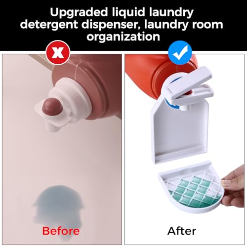 KMOUANTS-2-Pack-Laundry-Detergent-Dispenser-Cup-Holder-Nozzle-button-upgradeEasily-No-More-runny-or-Messy-Laundry-Detergent-Laundry-Cup-Holder-and-drip-Tray-Room-Organization-and-Storage
