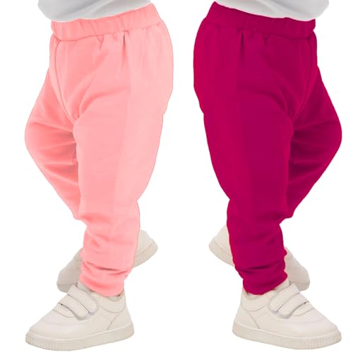Pantalón de bebé 100% algodón | Pack de 2 pantalones casuales de sudadera, ropa suave y cómoda para niños y niñas, 1 año