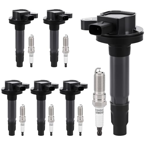 PZ Ignition Coil Pack and Iridium Spark Plugs Compatible with 2007-2016 Ford Edge Flex Explorer Mustang,Lincoln 07-16 MKS MKT MKX MKZ,08-09 Mercury Sable 3.5L 3.7L V6 Set of 6 Replaces#UF595 UF553