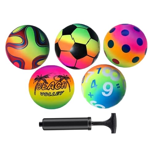 Hbbgdiy Kickball-Set, 5 Stück Regenbogen Sportbälle