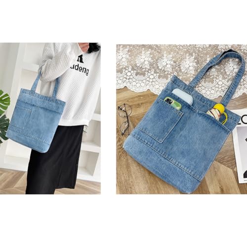 Image of Farm4Far Women Denim Bow-tie Tote Shoulder Sling Hand Bags