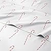 King Christmas Candy Canes Sheet Set Holiday Xmas Pattern Bedding Set Deep Pockets Snug Fit 4 Piece Wrinkle Free Cozy Cooling Festive Winter Holiday Sheets for Women Men Kids Teens