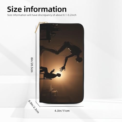 Minimalist Black Robot Print Wallet Women, Leather Bifold Multi Card Wallet, Long Purse Women's Wallets2