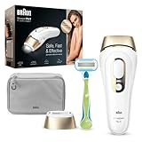 Braun IPL Silk Expert Pro 5, depilación permanente visible para mujeres y hombres, con bolsa premium y maquinilla de afeitar Venus, alternativa para depilación láser, PL5014, blanco/dorado