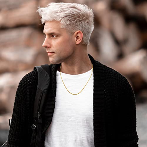 Image of FIBO STEEL 0.9mm Stainless Steel Mens Womens Necklace Snake Chain 3 Pcs a Set, 14-36 inches