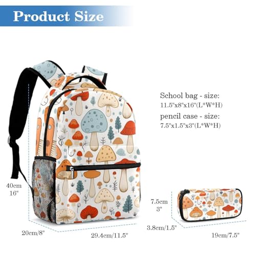 Sac à dos grande capacité avec trousse champignon multicolore pour l'école - 2