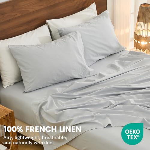 Image of Bedlifes 100% French Linen Queen Bedding Set - 18-24 inch Extra Deep, 4-Piece | Soft & Durable, Breathable & Cooling, Flax Linen Sheet, OEKO-TEX Certified, Moisture Wicking, Easy Care, Machine Washable